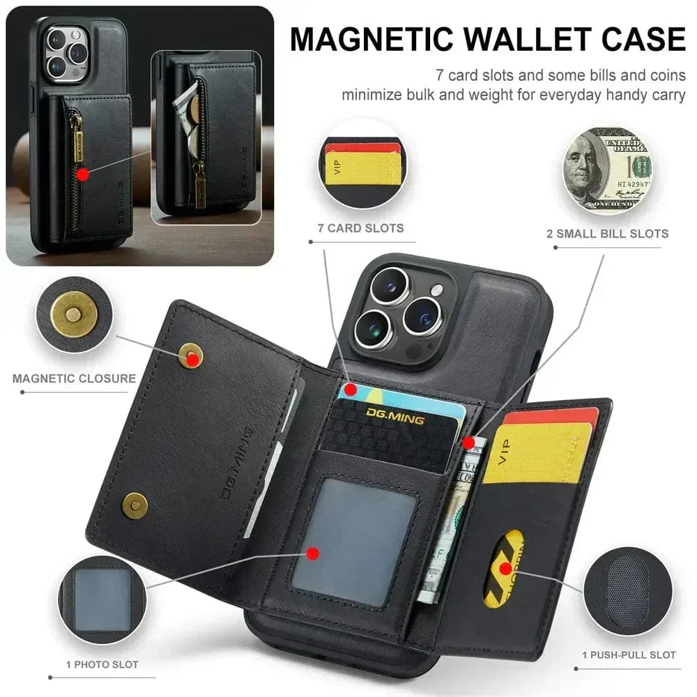 Protective Phone Wallet Case with Detachable Leather Mount