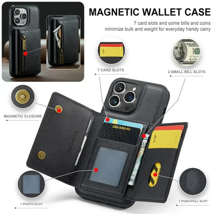 Protective Phone Wallet Case with Detachable Leather Mount