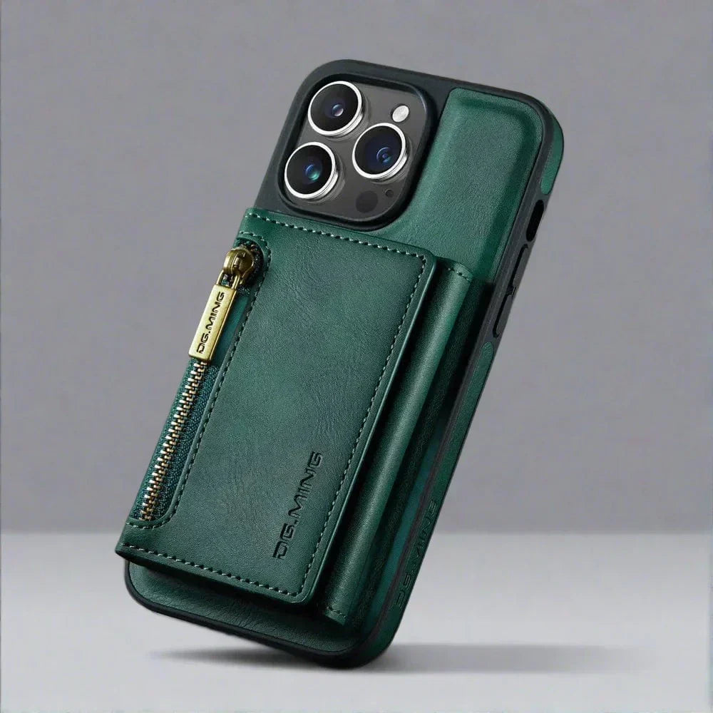 Protective Phone Wallet Case with Detachable Leather Mount