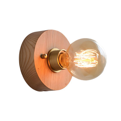 Rustic Wooden Bedside Wall Light with Pull Chain