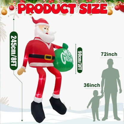 Royaleva Giant 8FT LED Climbing Santa Inflatable Premium Outdoor Christmas Decoration