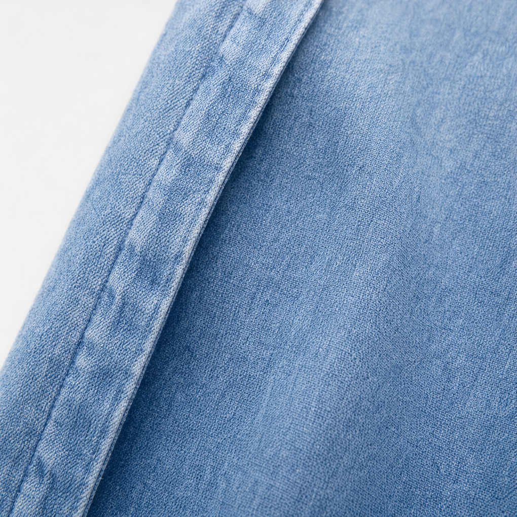 Ruffle-Trim Open-Front Denim Look Cardigan
