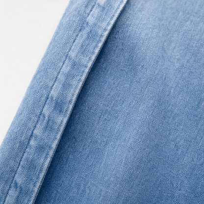 Ruffle-Trim Open-Front Denim Look Cardigan