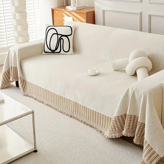 Traditional Cloth Sofa Slipcover with Fringe - Cofik