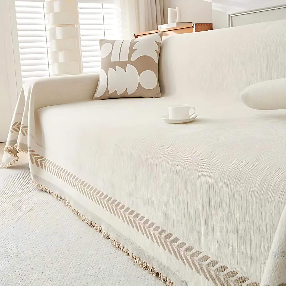 Traditional Cloth Sofa Slipcover with Fringe