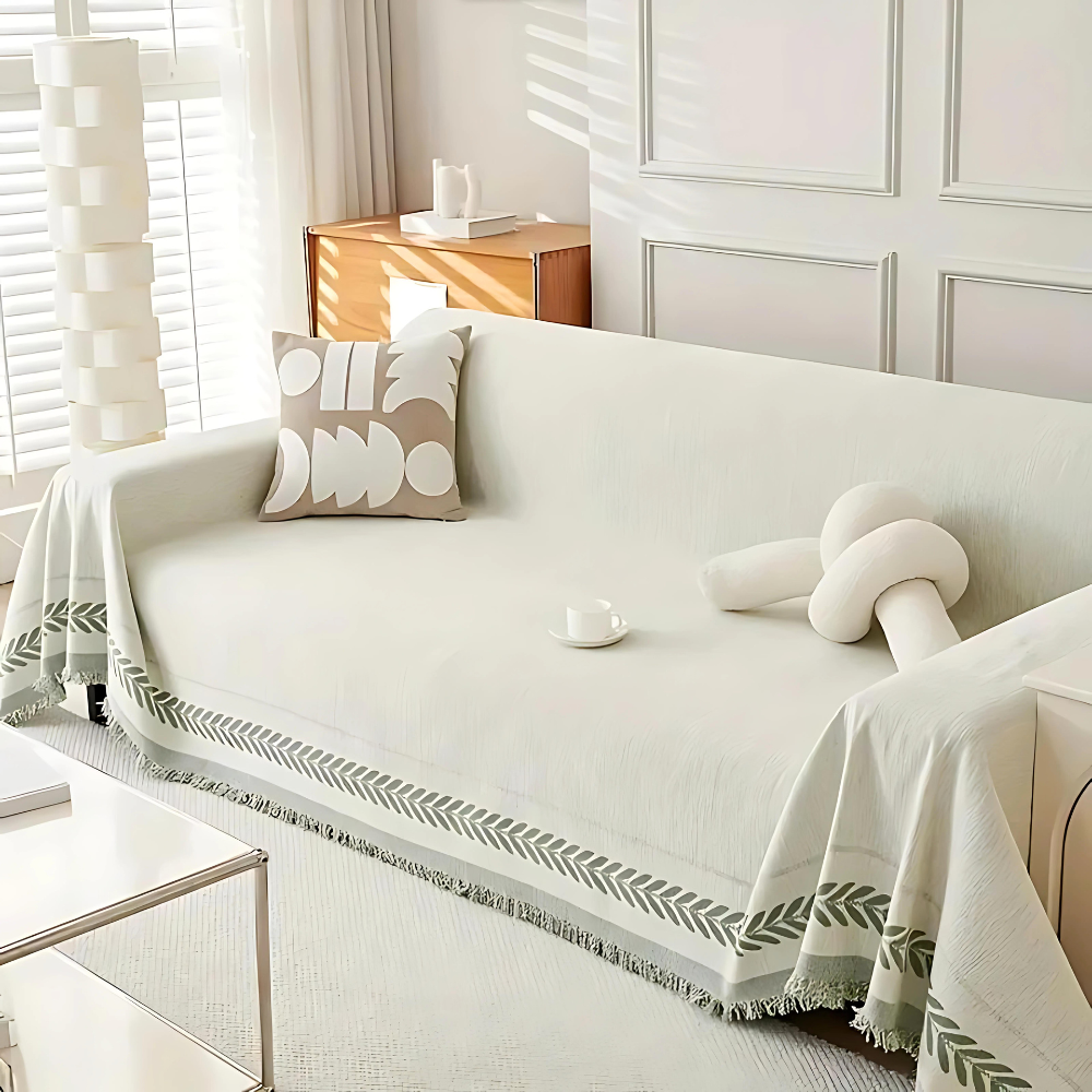 Traditional Cloth Sofa Slipcover with Fringe