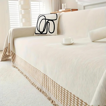 Traditional Cloth Sofa Slipcover with Fringe