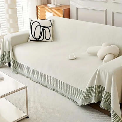 Traditional Cloth Sofa Slipcover with Fringe