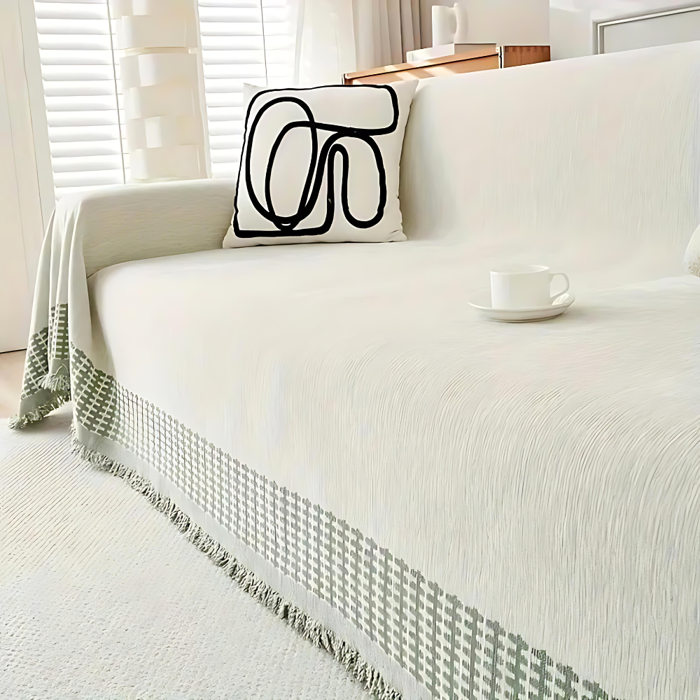 Traditional Cloth Sofa Slipcover with Fringe
