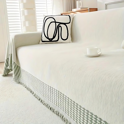 Traditional Cloth Sofa Slipcover with Fringe