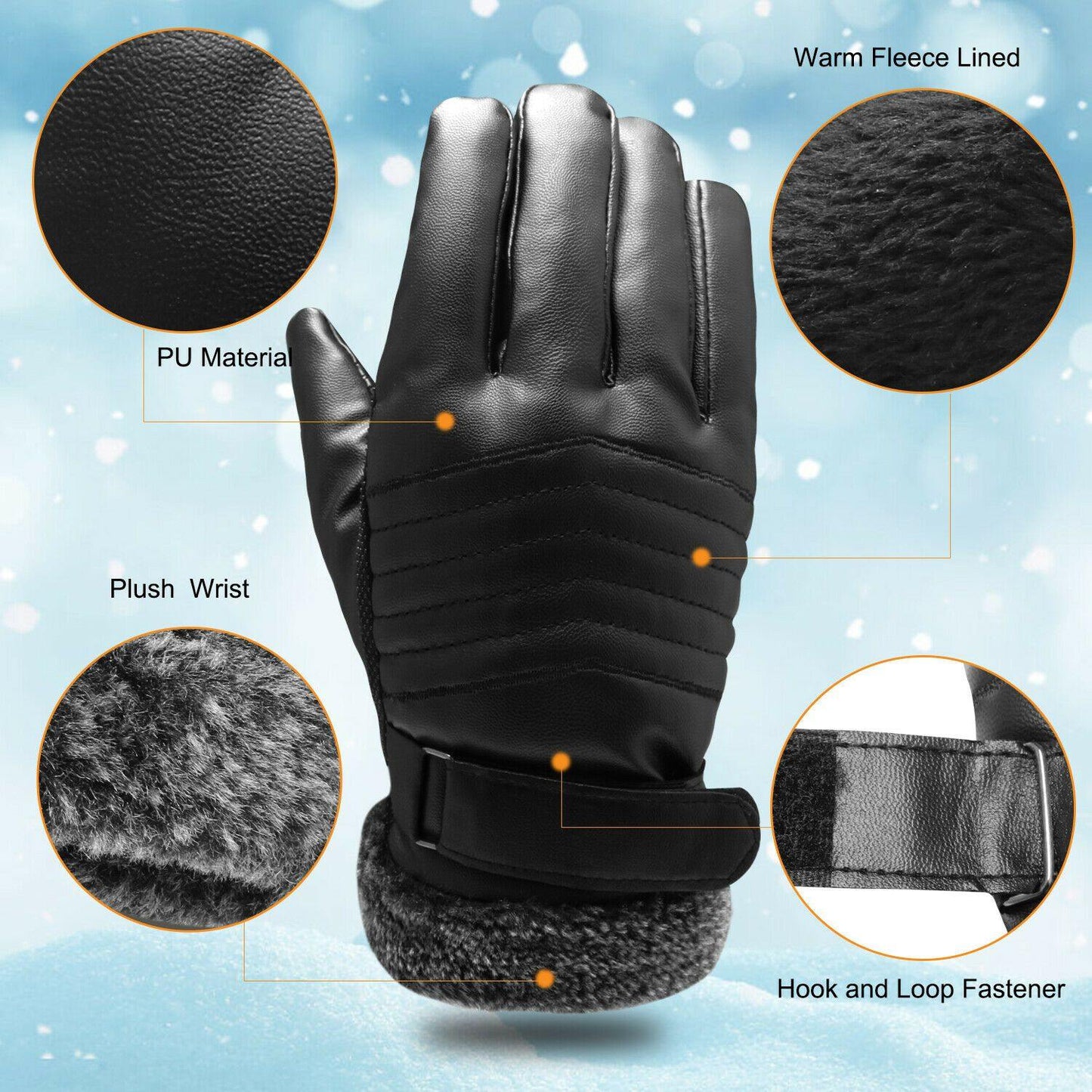 Insulated Warm Waterproof Ski Gloves for Men