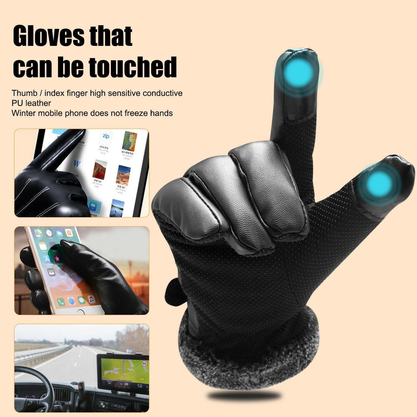 Insulated Warm Waterproof Ski Gloves for Men