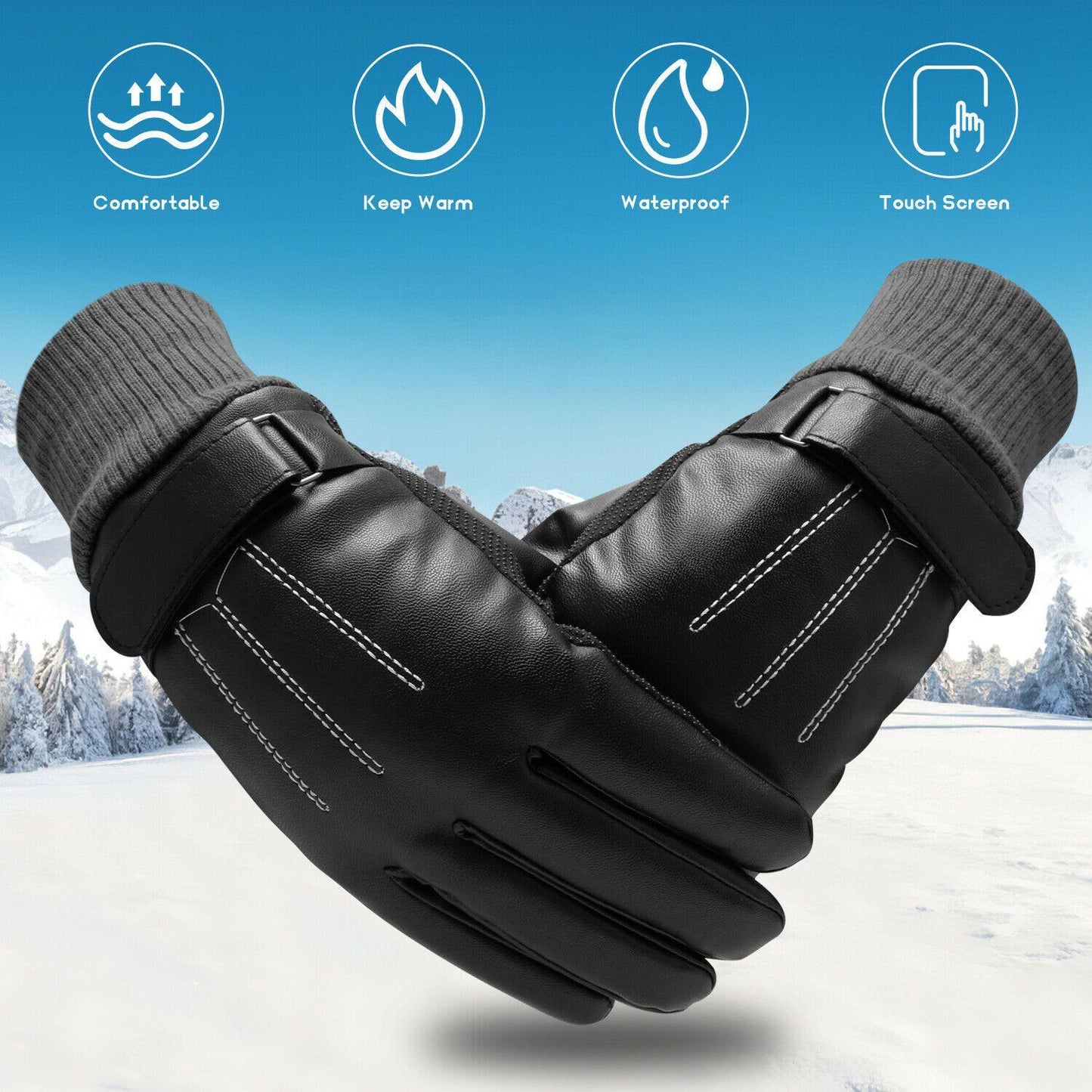 Insulated Warm Waterproof Ski Gloves for Men