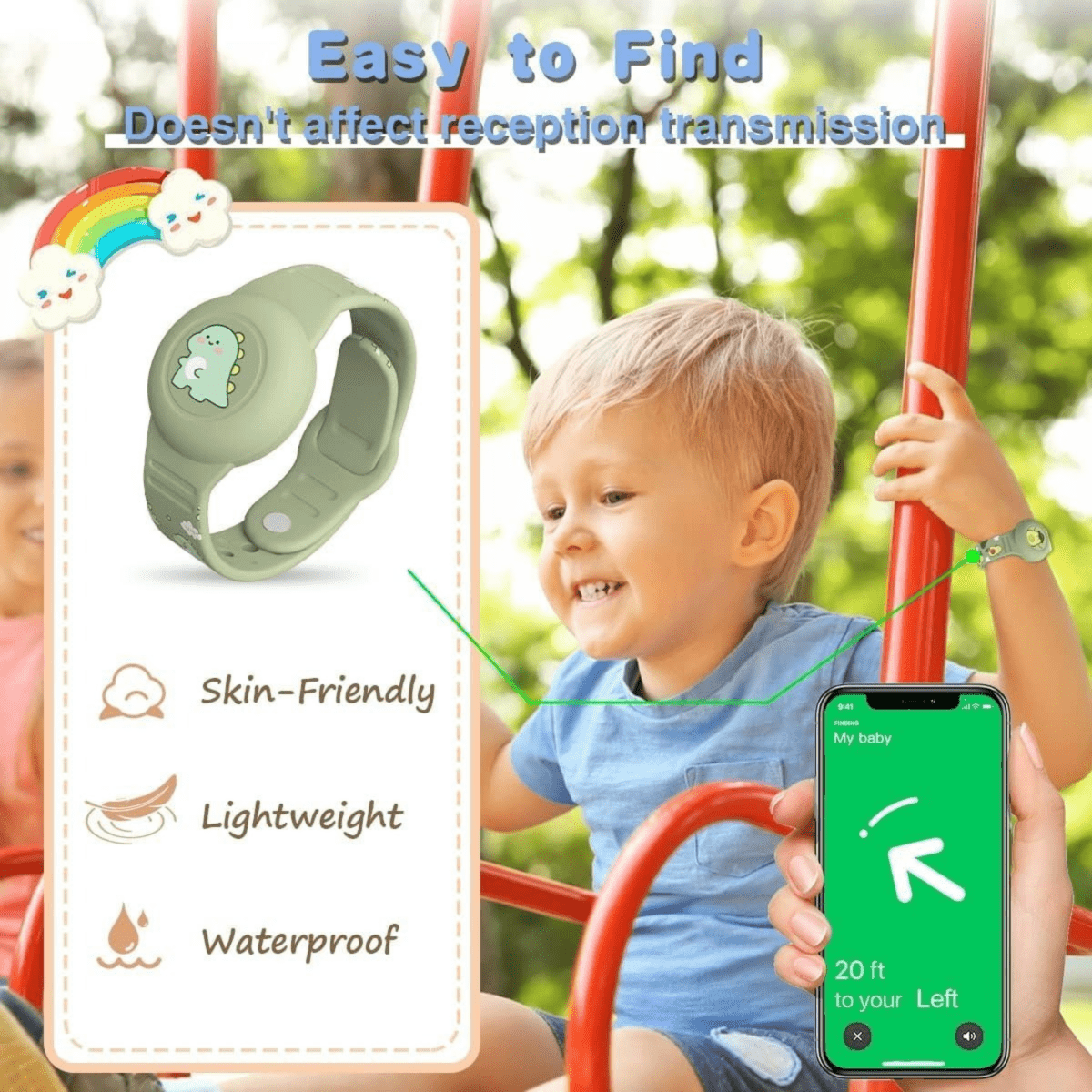 Colorful Kids GPS Tracker Dino Wristband