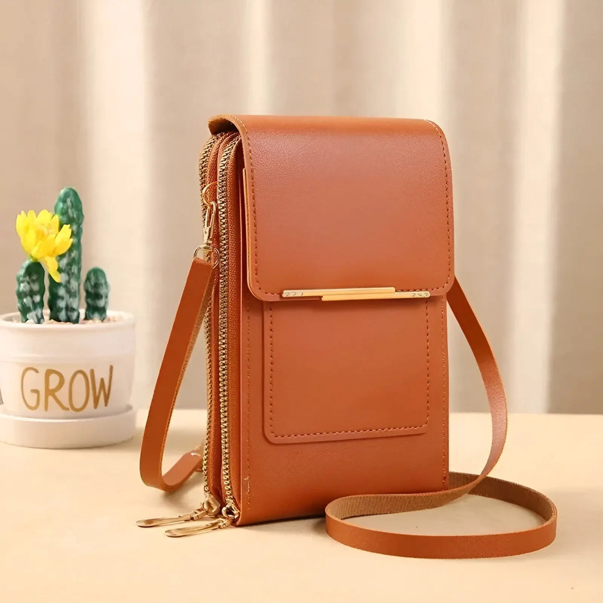 Secure Leather Shoulder Bag with Theft Proof Design