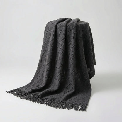 Scandinavian-Style Knitted Sofa Throw Blanket