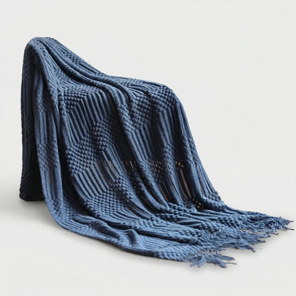 Scandinavian-Style Knitted Sofa Throw Blanket