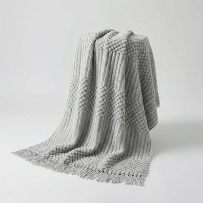 Scandinavian-Style Knitted Sofa Throw Blanket