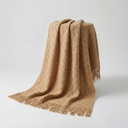 Scandinavian-Style Knitted Sofa Throw Blanket
