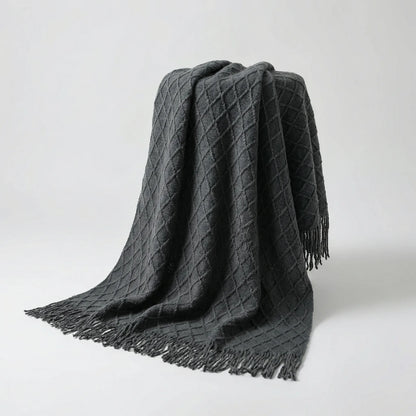 Scandinavian-Style Knitted Sofa Throw Blanket