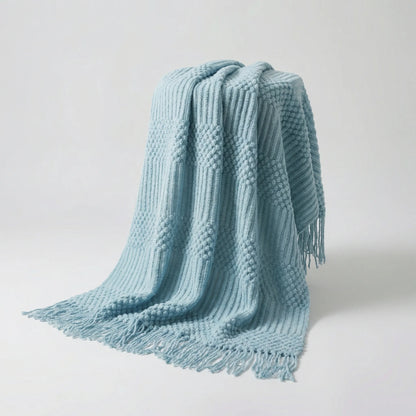 Scandinavian-Style Knitted Sofa Throw Blanket