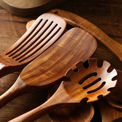 Natural Wooden Cooking Utensil Set