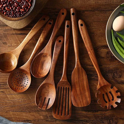 Natural Wooden Cooking Utensil Set