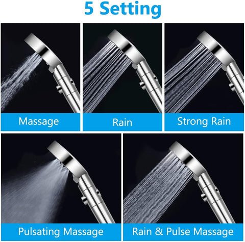 Powerful 5-Mode Shower Head for Low Water Pressure