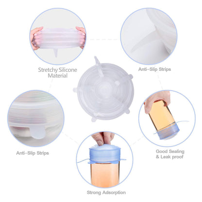 Flexible Kitchen Storage Lids 6 Pack