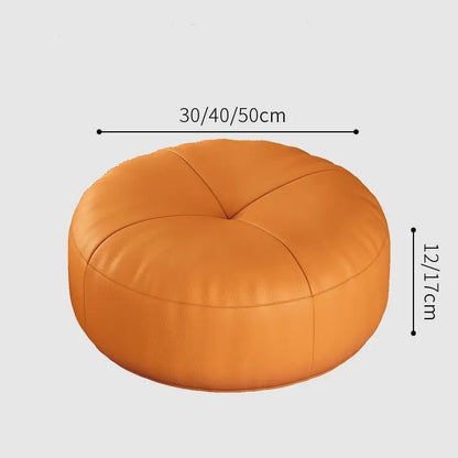 Round Leather Floor Cushion in Traditional Japanese Style