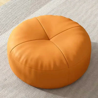 Round Leather Floor Cushion in Traditional Japanese Style