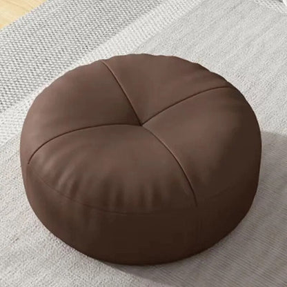 Round Leather Floor Cushion in Traditional Japanese Style