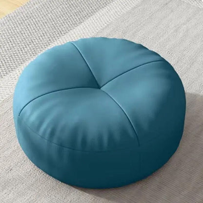 Round Leather Floor Cushion in Traditional Japanese Style