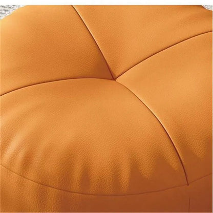 Round Leather Floor Cushion in Traditional Japanese Style