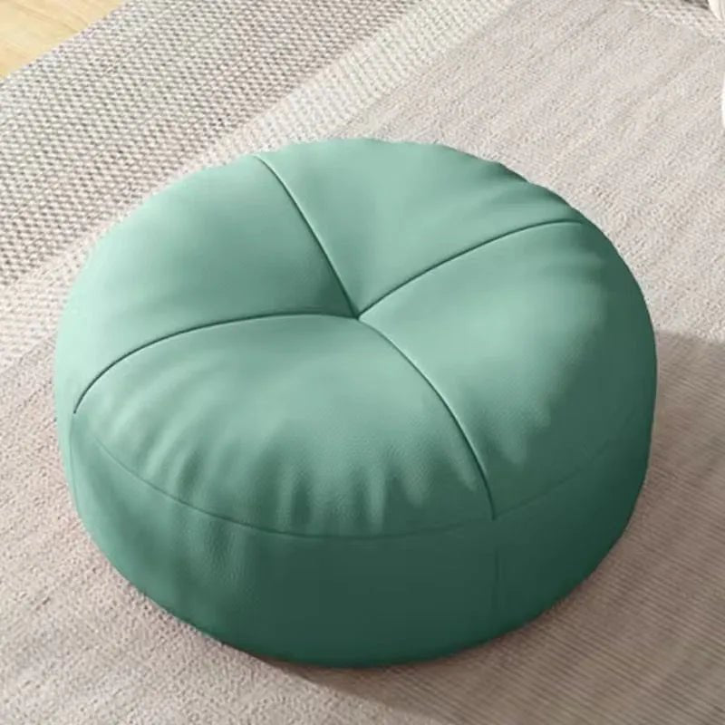 Round Leather Floor Cushion in Traditional Japanese Style
