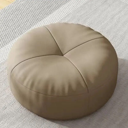 Round Leather Floor Cushion in Traditional Japanese Style