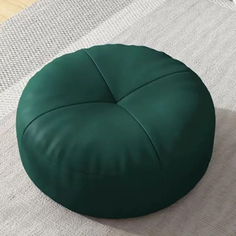 Round Leather Floor Cushion in Traditional Japanese Style