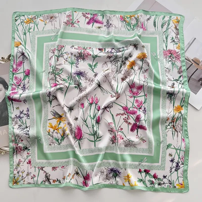 Vintage Inspired Faux Silk Korean Scarf