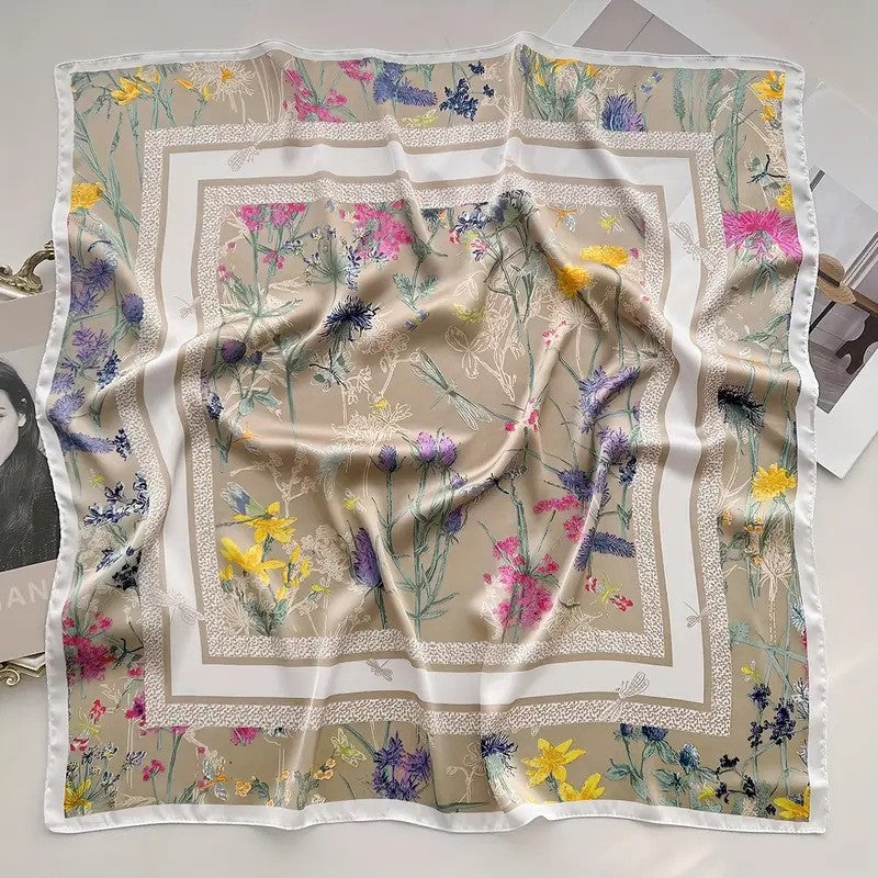 Vintage Inspired Faux Silk Korean Scarf