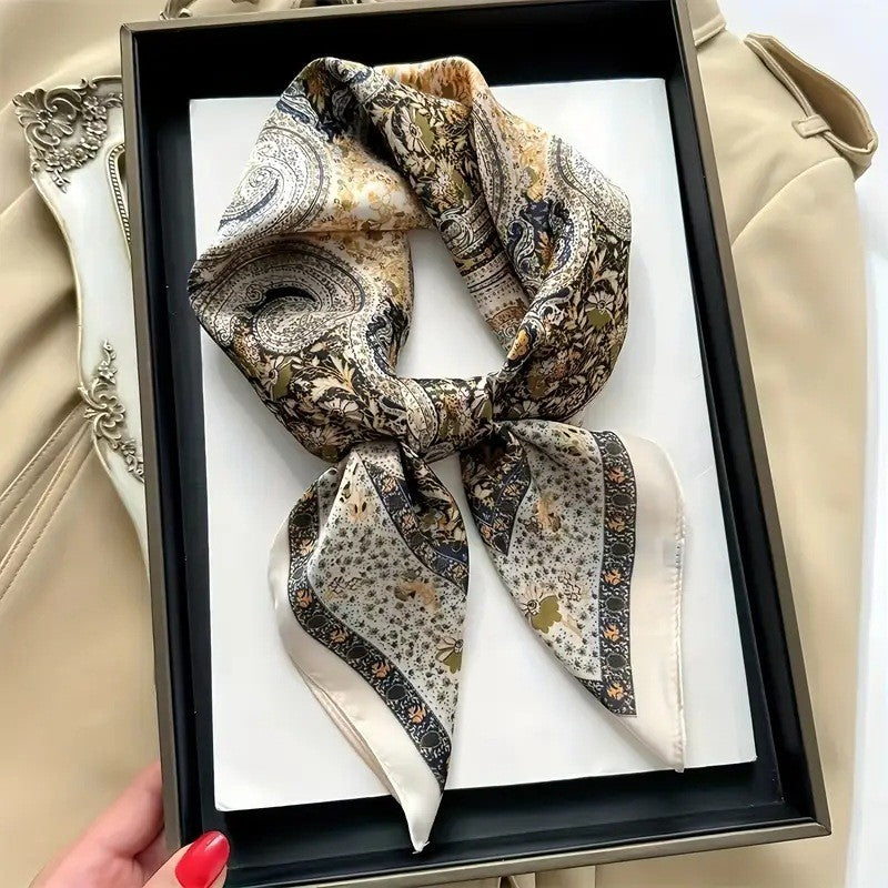 Vintage Inspired Faux Silk Korean Scarf