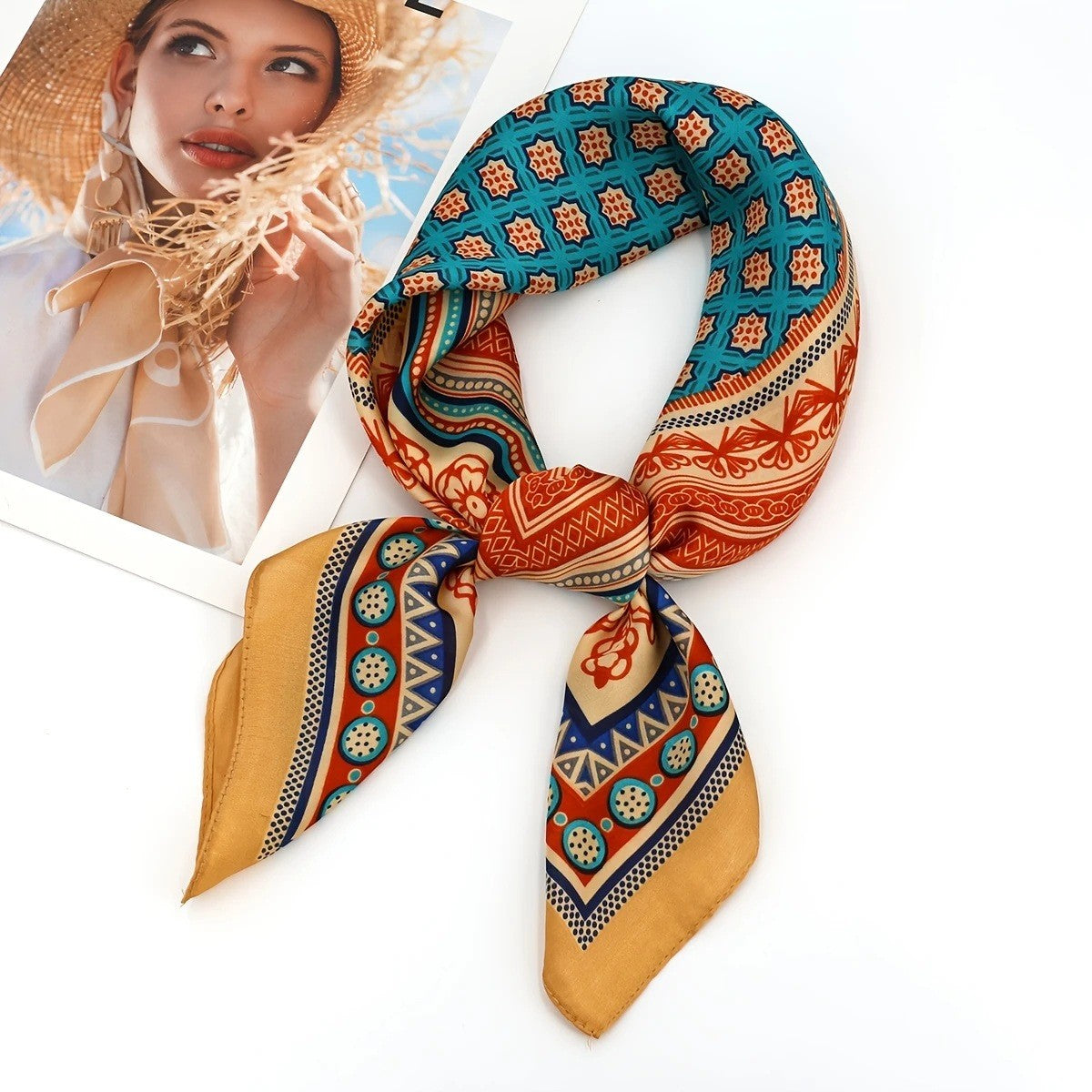 Vintage Inspired Faux Silk Korean Scarf