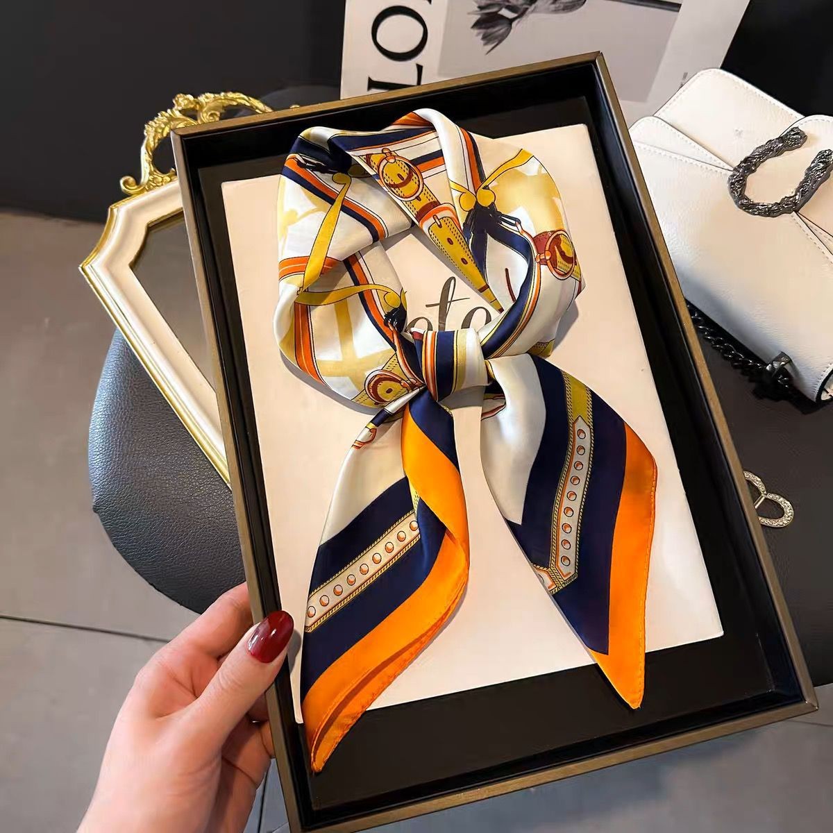 Vintage Inspired Faux Silk Korean Scarf
