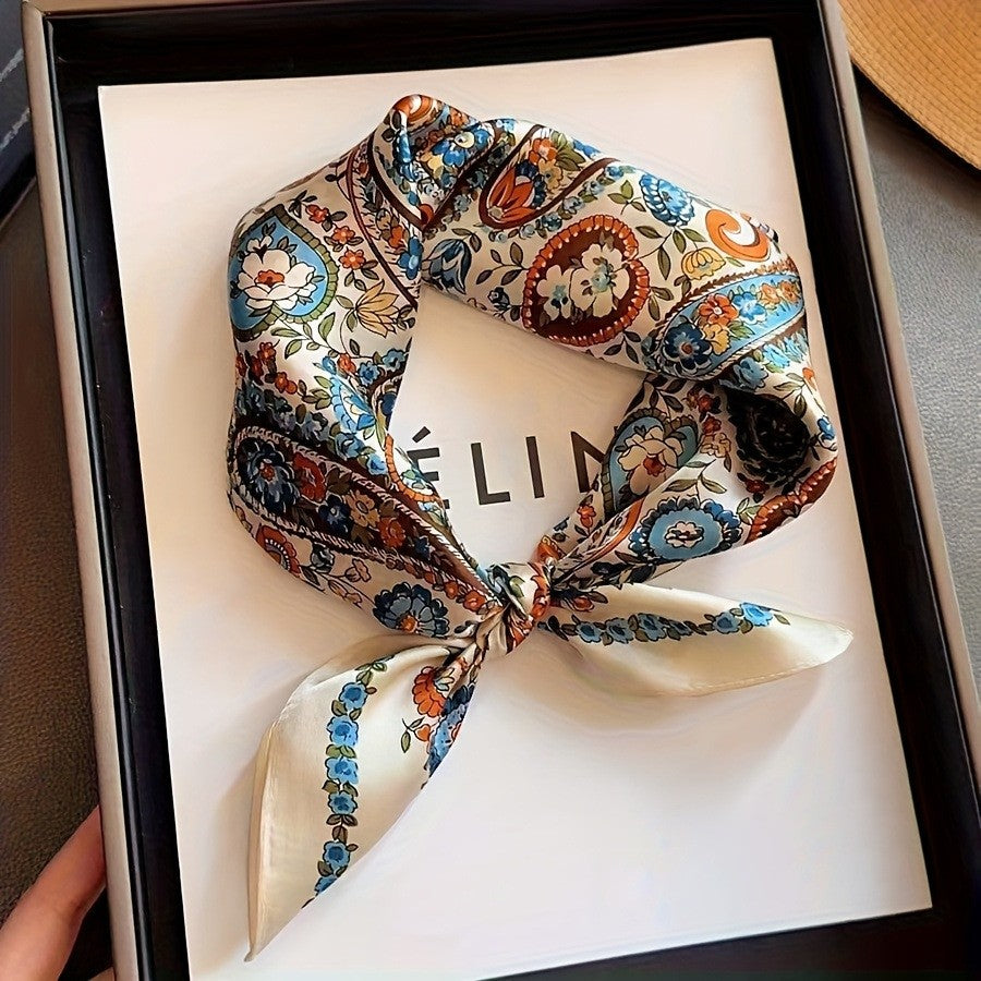 Vintage Inspired Faux Silk Korean Scarf