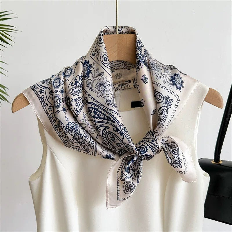 Vintage Inspired Faux Silk Korean Scarf