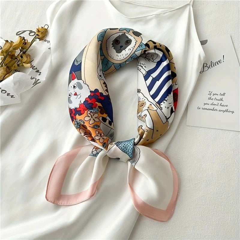 Vintage Inspired Faux Silk Korean Scarf