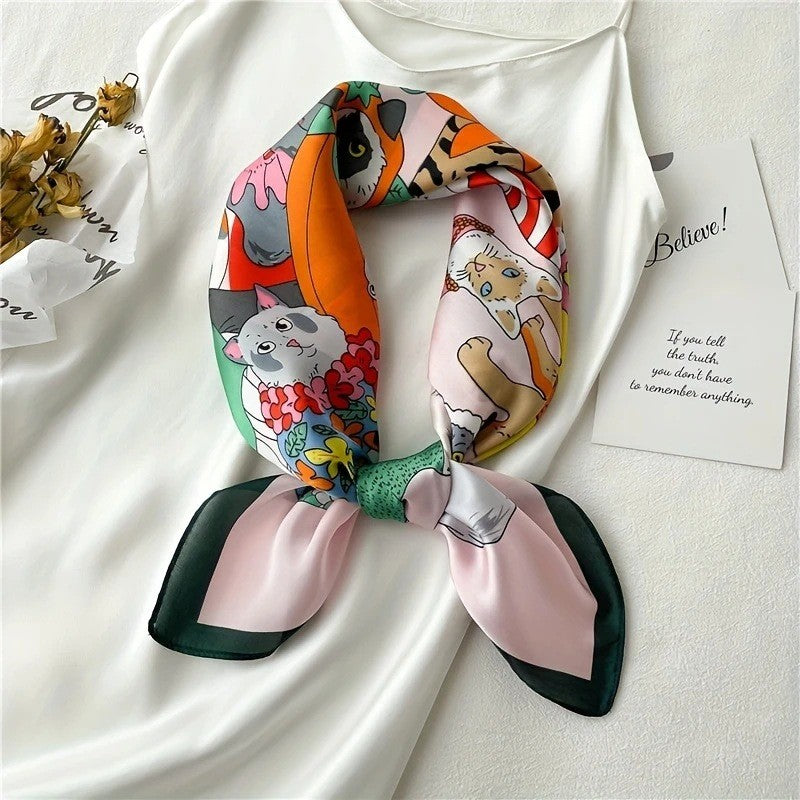 Vintage Inspired Faux Silk Korean Scarf