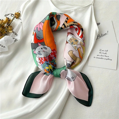 Vintage Inspired Faux Silk Korean Scarf