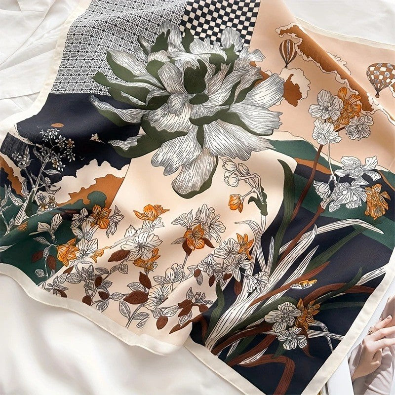 Vintage Inspired Faux Silk Korean Scarf