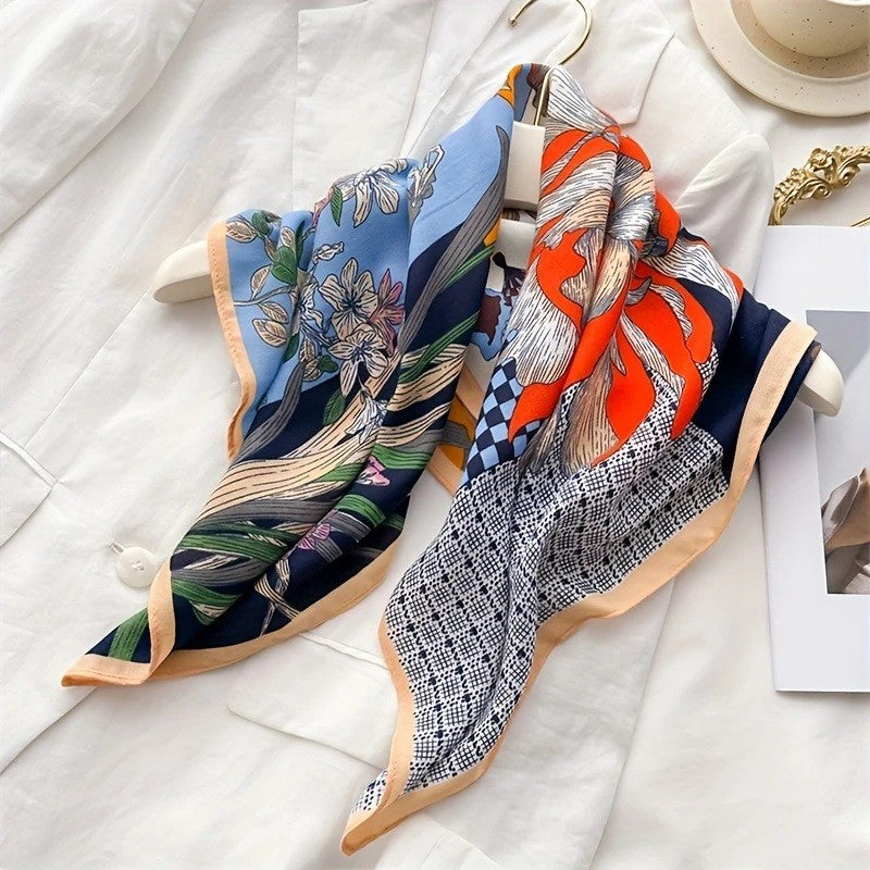 Vintage Inspired Faux Silk Korean Scarf