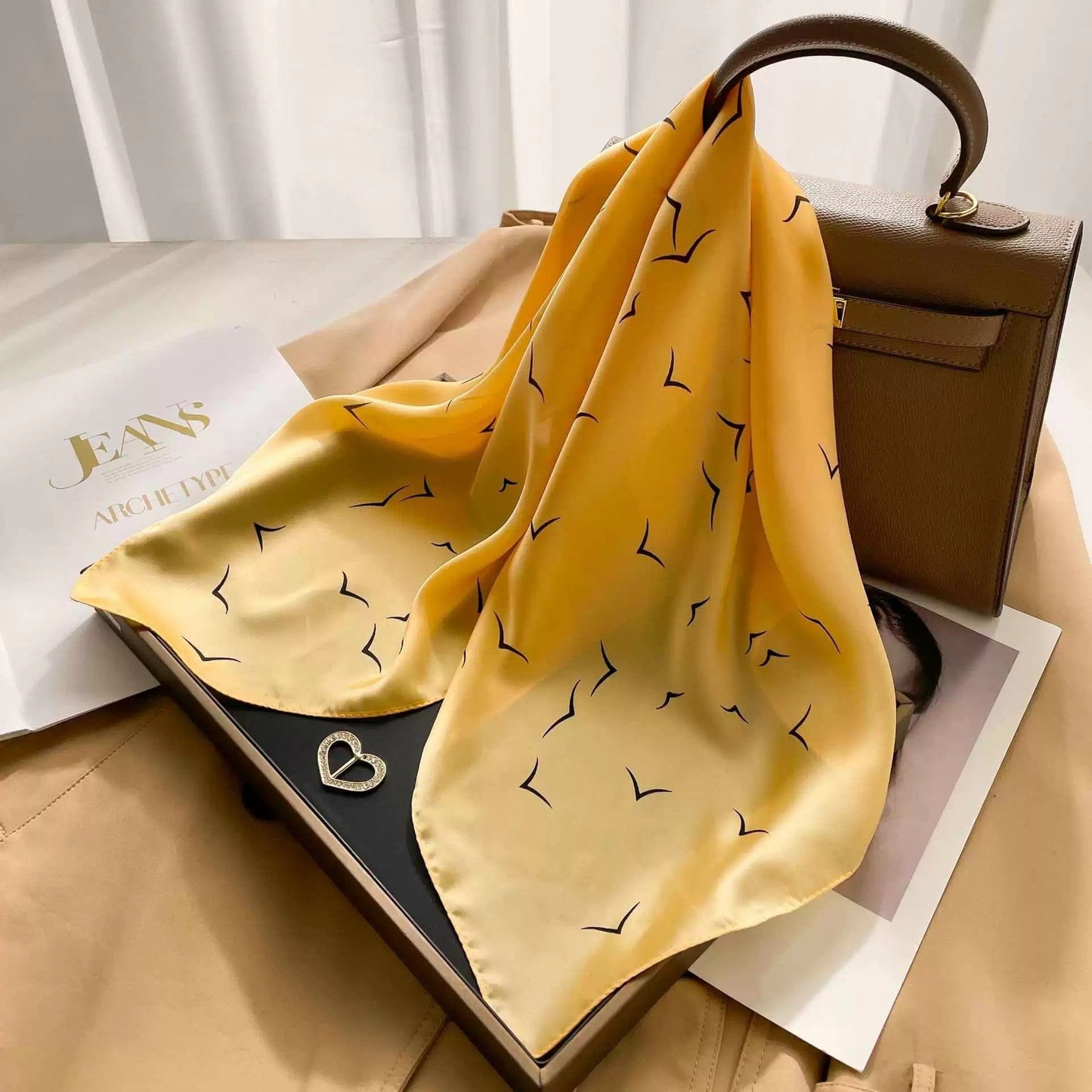 Vintage Inspired Faux Silk Korean Scarf